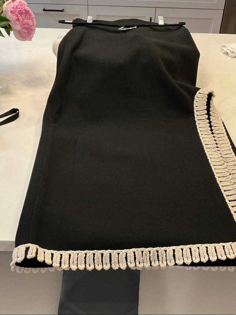 Black Skirt with Cream Trim — Women Skirt Set